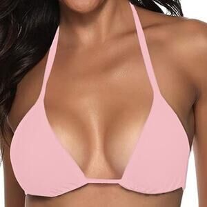 Suvimuga Triangle Bikini Top Light Pink Halter String Swim Top Women’s XL